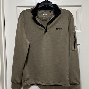 DKNY Khaki and Black Quarter-Zip Pullover